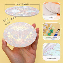 Carica l&#39;immagine nel visualizzatore di Gallery, Set di 4 Sottobicchieri da Dipingere con i numeri (15cm diametro) - Farfalle