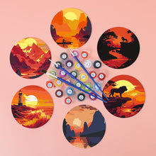 Carica l&#39;immagine nel visualizzatore di Gallery, Set di 6 Sottobicchieri da Dipingere con i numeri (15cm diametro) - Tramonti