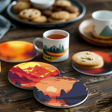 Carica l'immagine nel visualizzatore di Gallery, Set di 6 Sottobicchieri da Dipingere con i numeri (10cm diametro) - Tramonti
