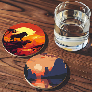 Set di 6 Sottobicchieri da Dipingere con i numeri (15cm diametro) - Tramonti