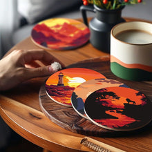 Carica l'immagine nel visualizzatore di Gallery, Set di 6 Sottobicchieri da Dipingere con i numeri (10cm diametro) - Tramonti