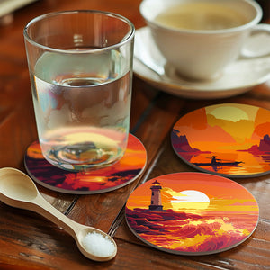 Set di 6 Sottobicchieri da Dipingere con i numeri (15cm diametro) - Tramonti