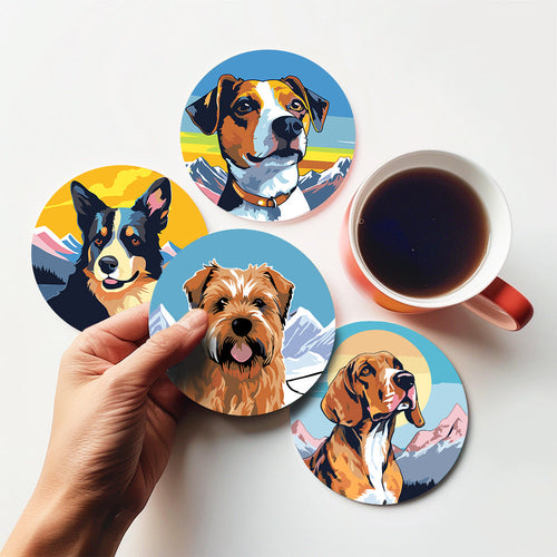 Dipingere con i numeri Sottobicchieri 15cm (6 pezzi) - Cani Carini