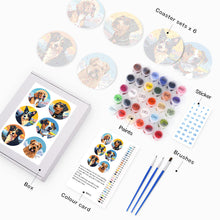 Carica l&#39;immagine nel visualizzatore di Gallery, Set di 6 Sottobicchieri da Dipingere con i numeri (15cm diametro) - Cani