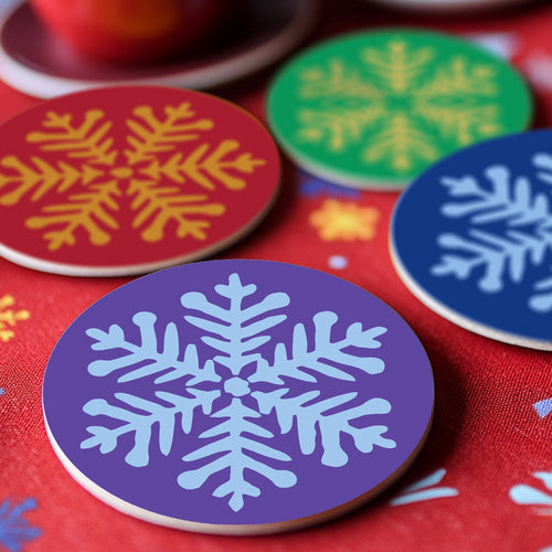 Dipingere con i numeri Sottobicchieri 15cm (4 pezzi) - Fiocco di Neve