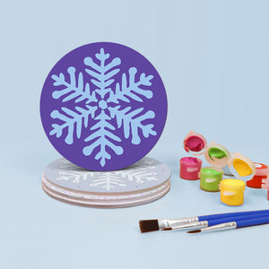 Set di 4 Sottobicchieri da Dipingere con i numeri (15cm diametro) - Fiocco di Neve