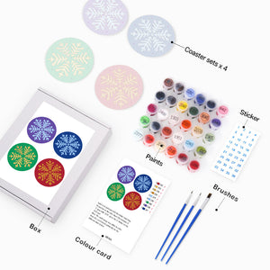 Set di 4 Sottobicchieri da Dipingere con i numeri (15cm diametro) - Fiocco di Neve