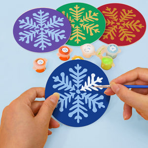 Set di 4 Sottobicchieri da Dipingere con i numeri (15cm diametro) - Fiocco di Neve