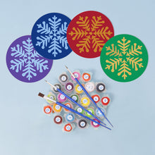 Carica l&#39;immagine nel visualizzatore di Gallery, Set di 4 Sottobicchieri da Dipingere con i numeri (15cm diametro) - Fiocco di Neve