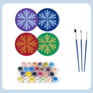 Set di 4 Sottobicchieri da Dipingere con i numeri (15cm diametro) - Fiocco di Neve