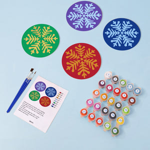 Set di 4 Sottobicchieri da Dipingere con i numeri (15cm diametro) - Fiocco di Neve