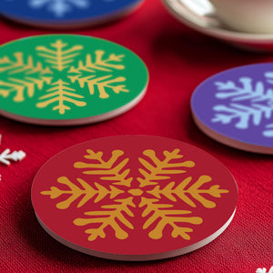 Set di 4 Sottobicchieri da Dipingere con i numeri (15cm diametro) - Fiocco di Neve