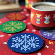 Carica l&#39;immagine nel visualizzatore di Gallery, Set di 4 Sottobicchieri da Dipingere con i numeri (15cm diametro) - Fiocco di Neve