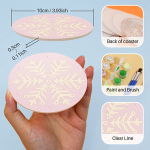 Set di 4 Sottobicchieri da Dipingere con i numeri (15cm diametro) - Fiocco di Neve