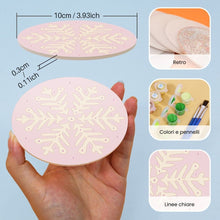 Carica l&#39;immagine nel visualizzatore di Gallery, Set di 4 Sottobicchieri da Dipingere con i numeri (15cm diametro) - Fiocco di Neve