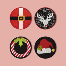 Carica l&#39;immagine nel visualizzatore di Gallery, Set di 4 Sottobicchieri da Dipingere con i numeri (15cm diametro) - Regalo di Natale Creativo