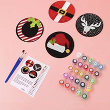 Carica l&#39;immagine nel visualizzatore di Gallery, Set di 4 Sottobicchieri da Dipingere con i numeri (15cm diametro) - Regalo di Natale Creativo