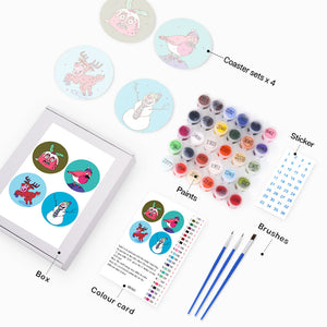 Dipingere con i numeri Sottobicchieri 15cm (4 pezzi) - Regalo di Natale Creativo 1