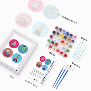 Dipingere con i numeri Sottobicchieri 15cm (4 pezzi) - Regalo di Natale Creativo 2