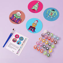 Carica l&#39;immagine nel visualizzatore di Gallery, Dipingere con i numeri Sottobicchieri 15cm (4 pezzi) - Regalo di Natale Creativo 2