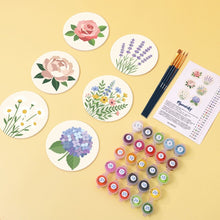 Carica l'immagine nel visualizzatore di Gallery, Set di 6 Sottobicchieri da Dipingere con i numeri (10cm diametro) - Bouquet Pastello