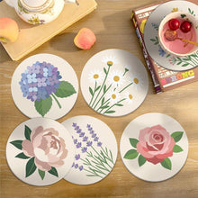 Carica l'immagine nel visualizzatore di Gallery, Set di 6 Sottobicchieri da Dipingere con i numeri (10cm diametro) - Bouquet Pastello