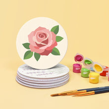 Carica l'immagine nel visualizzatore di Gallery, Set di 6 Sottobicchieri da Dipingere con i numeri (10cm diametro) - Bouquet Pastello