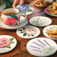Carica l'immagine nel visualizzatore di Gallery, Set di 6 Sottobicchieri da Dipingere con i numeri (10cm diametro) - Bouquet Pastello