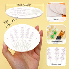 Carica l'immagine nel visualizzatore di Gallery, Set di 6 Sottobicchieri da Dipingere con i numeri (10cm diametro) - Bouquet Pastello