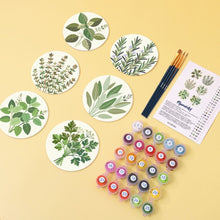 Carica l'immagine nel visualizzatore di Gallery, Set di 6 Sottobicchieri da Dipingere con i numeri (10cm diametro) - Erbe aromatiche