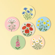 Carica l'immagine nel visualizzatore di Gallery, Set di 6 Sottobicchieri da Dipingere con i numeri (10cm diametro) - Fiori di campo Figured'Art