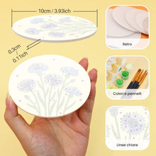 Carica l'immagine nel visualizzatore di Gallery, Set di 6 Sottobicchieri da Dipingere con i numeri (10cm diametro) - Fiori di campo