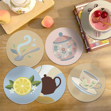 Carica l'immagine nel visualizzatore di Gallery, Set di 6 Sottobicchieri da Dipingere con i numeri (10cm diametro) - L'ora del tè