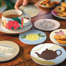 Carica l'immagine nel visualizzatore di Gallery, Set di 6 Sottobicchieri da Dipingere con i numeri (10cm diametro) - L'ora del tè