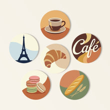 Carica l'immagine nel visualizzatore di Gallery, Set di 6 Sottobicchieri da Dipingere con i numeri (10cm diametro) - Caffé Parigino Figured'Art