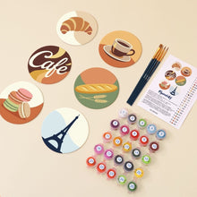 Carica l'immagine nel visualizzatore di Gallery, Set di 6 Sottobicchieri da Dipingere con i numeri (10cm diametro) - Caffé Parigino