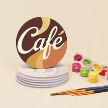 Carica l'immagine nel visualizzatore di Gallery, Set di 6 Sottobicchieri da Dipingere con i numeri (10cm diametro) - Caffé Parigino