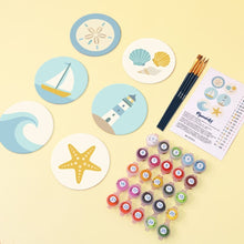 Carica l'immagine nel visualizzatore di Gallery, Set di 6 Sottobicchieri da Dipingere con i numeri (10cm diametro) - Brezza Marina