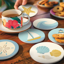 Carica l'immagine nel visualizzatore di Gallery, Set di 6 Sottobicchieri da Dipingere con i numeri (10cm diametro) - Brezza Marina