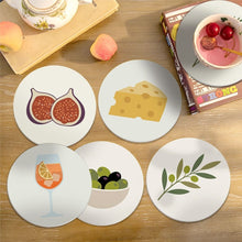 Carica l'immagine nel visualizzatore di Gallery, Set di 6 Sottobicchieri da Dipingere con i numeri (10cm diametro) - Sapori del Mediterraneo