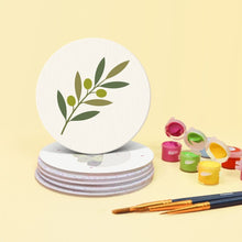 Carica l'immagine nel visualizzatore di Gallery, Set di 6 Sottobicchieri da Dipingere con i numeri (10cm diametro) - Sapori del Mediterraneo