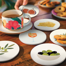 Carica l'immagine nel visualizzatore di Gallery, Set di 6 Sottobicchieri da Dipingere con i numeri (10cm diametro) - Sapori del Mediterraneo
