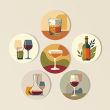 Carica l'immagine nel visualizzatore di Gallery, Set di 6 Sottobicchieri da Dipingere con i numeri (10cm diametro) - Degustazione di vino Figured'Art