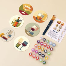 Carica l'immagine nel visualizzatore di Gallery, Set di 6 Sottobicchieri da Dipingere con i numeri (10cm diametro) - Degustazione di vino