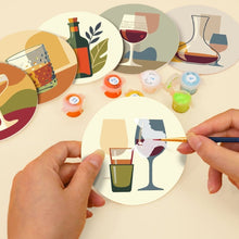 Carica l'immagine nel visualizzatore di Gallery, Set di 6 Sottobicchieri da Dipingere con i numeri (10cm diametro) - Degustazione di vino