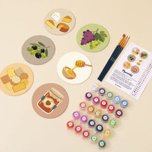 Carica l'immagine nel visualizzatore di Gallery, Set di 6 Sottobicchieri da Dipingere con i numeri (10cm diametro) - Aperitivo Mediterraneo