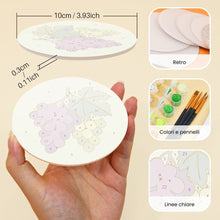 Carica l'immagine nel visualizzatore di Gallery, Set di 6 Sottobicchieri da Dipingere con i numeri (10cm diametro) - Aperitivo Mediterraneo