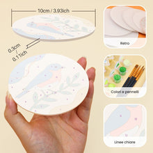 Carica l'immagine nel visualizzatore di Gallery, Set di 6 Sottobicchieri da Dipingere con i numeri (10cm diametro) - Canti del Bosco