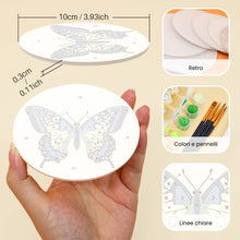 Carica l'immagine nel visualizzatore di Gallery, Set di 6 Sottobicchieri da Dipingere con i numeri (10cm diametro) - Ali di Primavera
