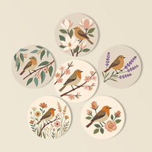 Carica l'immagine nel visualizzatore di Gallery, Set di 6 Sottobicchieri da Dipingere con i numeri (10cm diametro) - Canto tra i fiori Figured'Art